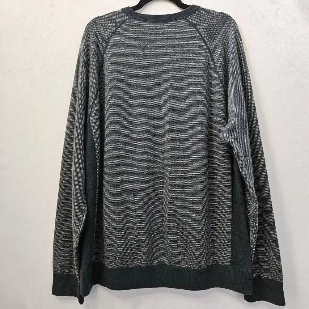 Vince Sweater Mens XXL Gray Bridseye Ribbed Cashmere Wool Crew Neck Pullover‎
